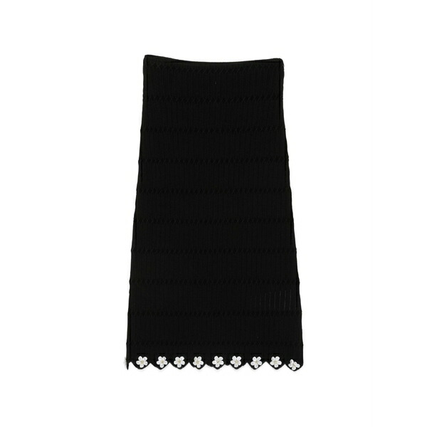 マージュ レディース スカート ボトムス Flower-embellished midi knitted skirt Black|asty