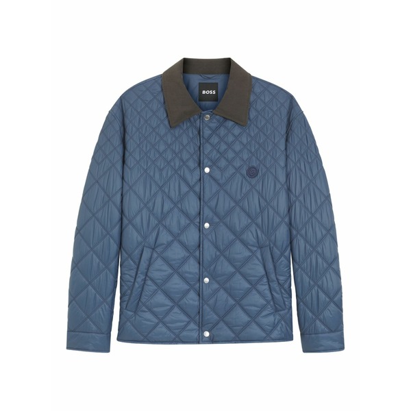 ボス メンズ ジャケット&ブルゾン アウター Quilted collared jacket Blue|asty
