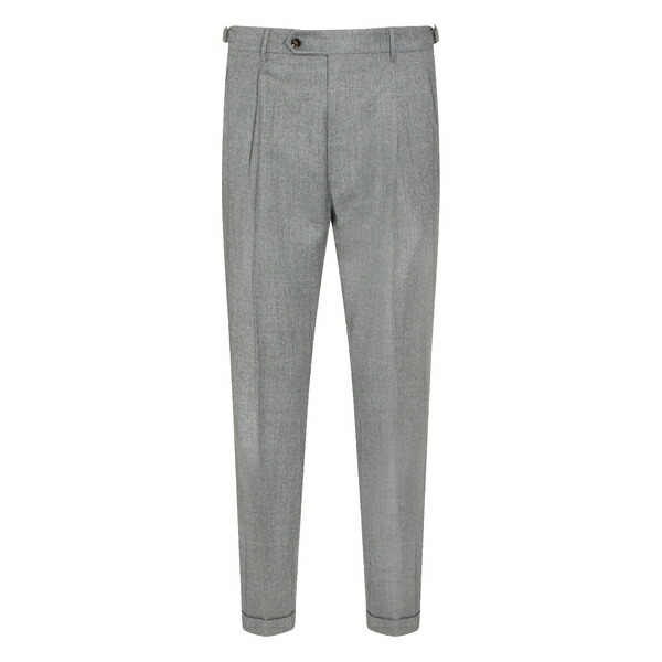 ベルウィッチ メンズ カジュアルパンツ ボトムス Button-fastening pleated trousers Grey｜asty