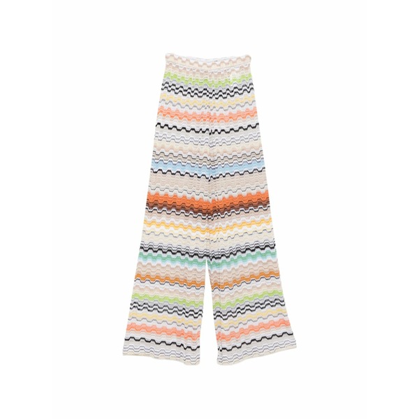 ミッソーニ レディース カジュアルパンツ ボトムス Zigzag-knit palazzo pants Neutrals|asty