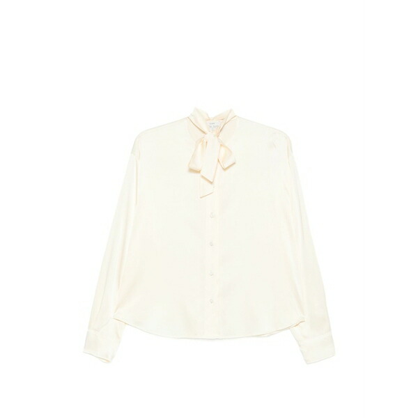 フォルテ フォルテ レディース シャツ トップス Tie-neck button-up shirt Neutrals｜asty