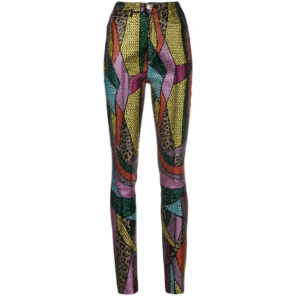 フィリッププレイン レディース デニムパンツ ボトムス Rainbow patchwork denim jeggings Black|asty