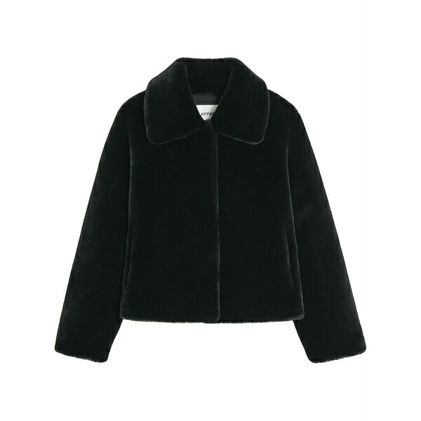 アッパリス レディース ジャケット＆ブルゾン アウター Wide-collar faux fur jacket Black｜asty