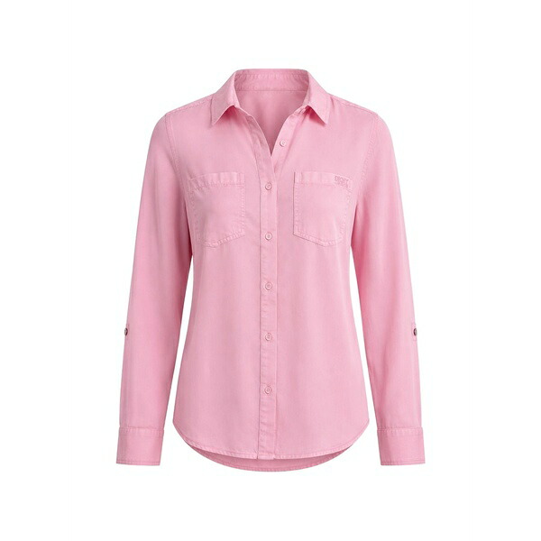 ダナ キャラン ニューヨーク レディース シャツ トップス Logo-embroidered chest-pocket shirt Pink｜asty 24,708円