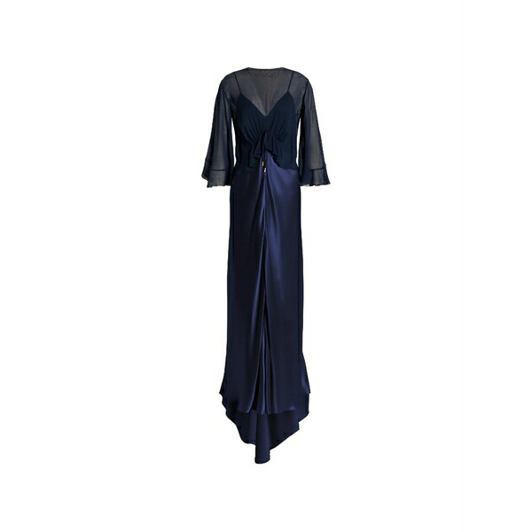 アルベルタ フェレッティ レディース ワンピース トップス Flared-sleeve gathered dress Blue｜asty