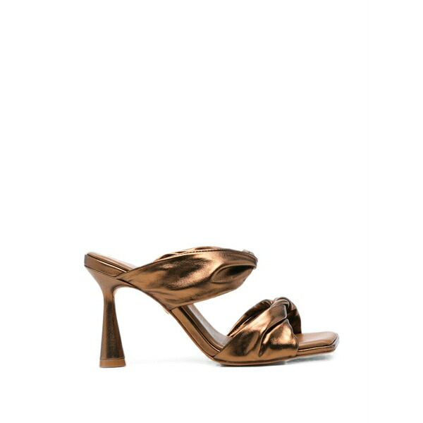 カラノ レディース サンダル シューズ Twist-detail metallic-effect sandals Brown｜asty