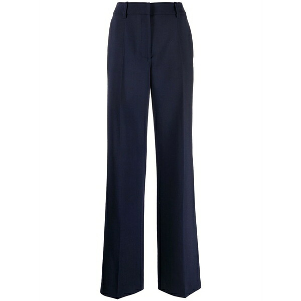 オフホワイト レディース カジュアルパンツ ボトムス Wide-leg virgin-wool-blend trousers Blue|asty