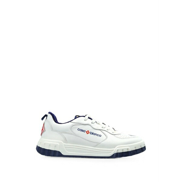 カサブランカ メンズ スニーカー シューズ Logo-patch leather sneakers White｜asty
