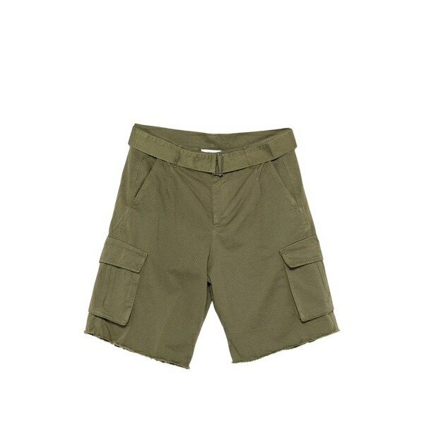 ラネウス メンズ カジュアルパンツ ボトムス Belted button cargo shorts Green|asty