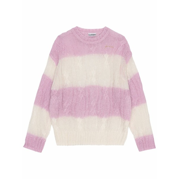 ガニー レディース ニット&セーター アウター Striped cable-knit jumper Pink｜asty