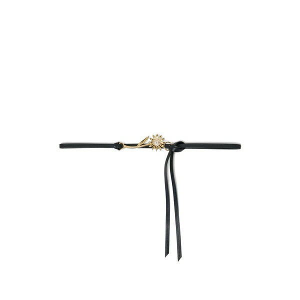 マージュ レディース ベルト アクセサリー Flower-detail leather belt Black|asty