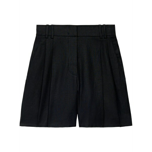 アナザー トゥモロー レディース カジュアルパンツ ボトムス Linen pleated shorts Black｜asty