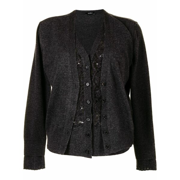 ゴエンジェイ レディース カーディガン アウター Lace panel layered cardigan Grey｜asty