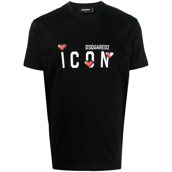 ディースクエアード メンズ Tシャツ トップス Icon logo-print t-shirt Black｜asty 37,570円