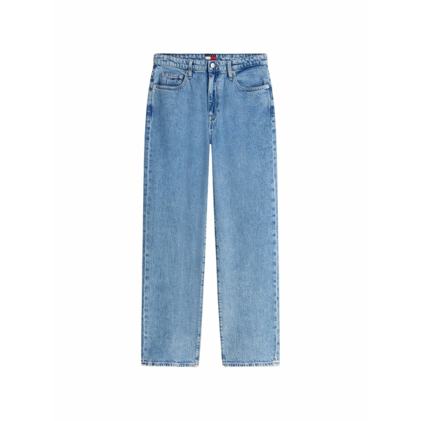 トミー ヒルフィガー レディース デニムパンツ ボトムス Logo-patch straight-leg jeans Blue｜asty