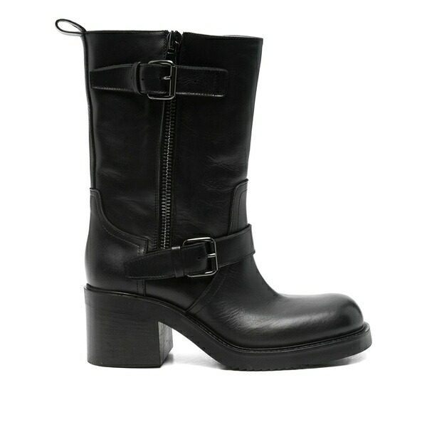 エレナイアチ レディース ブーツ シューズ Leather zip boots Black｜asty