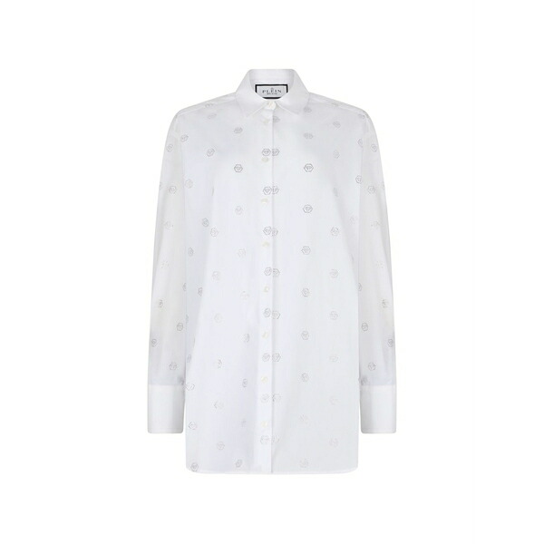 フィリッププレイン レディース シャツ トップス Monogram shirt White|asty