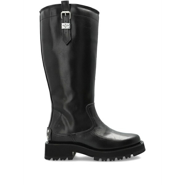 ガニー レディース ブーツ シューズ Buckle-detail zipped knee-high boots Black