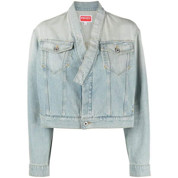 ケンゾー レディース 上衣＆上衣 アウター Faded-effect cropped denim jacket Blue