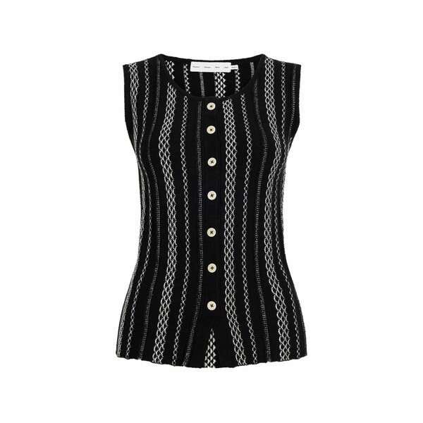 プロエンザ スクーラー ホワイト レーベル レディース カットソー トップス Alyna textured knit button vest Black｜asty
