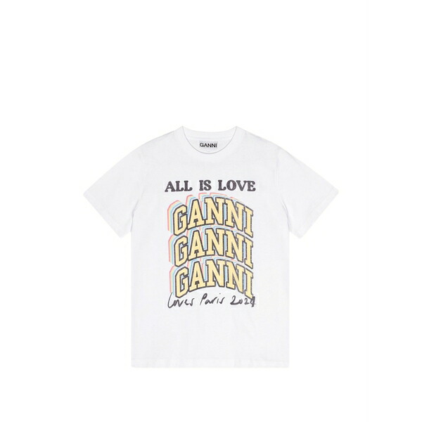 ガニー レディース Tシャツ トップス Logo t-shirt White|asty