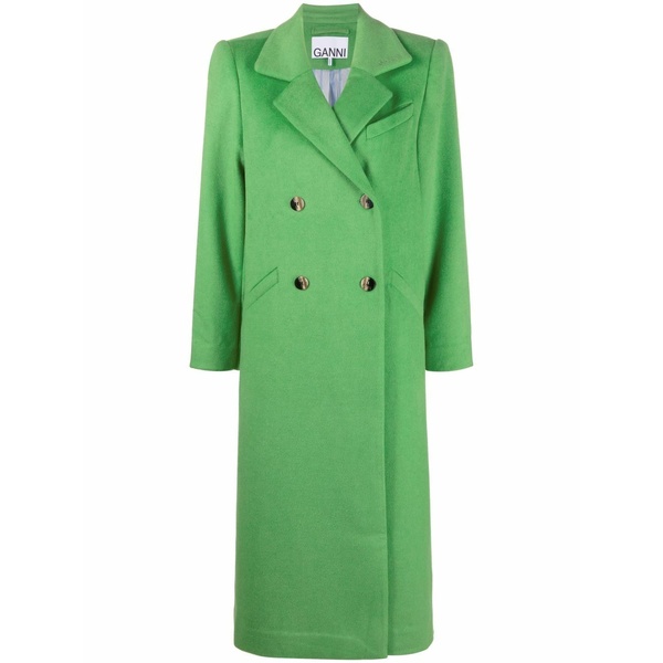 ガニー レディース コート アウター Double-breasted button-fastening coat Green｜asty