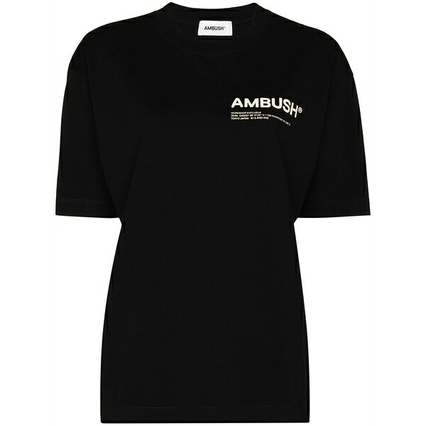 アンブッシュ レディース Tシャツ トップス Workshop crew neck t-shirt Black|asty