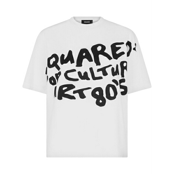 ディースクエアード レディース Tシャツ トップス Logo-print stretch-cotton t-shirt White｜asty