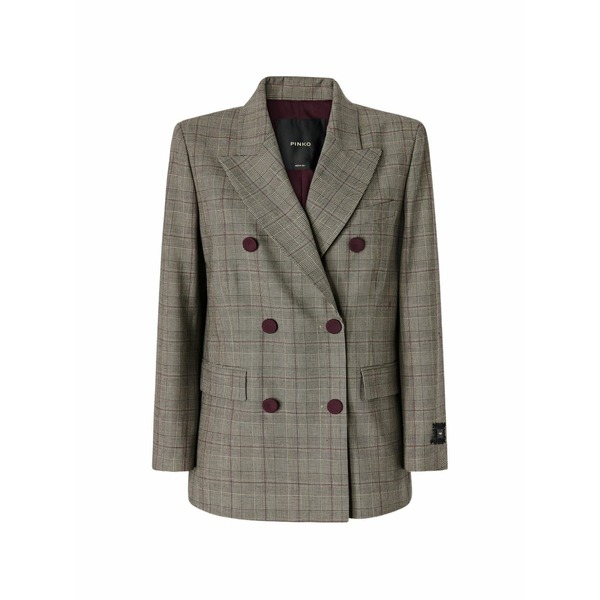ピンコ レディース ジャケット&ブルゾン アウター Check double-breasted blazer Neutrals|asty
