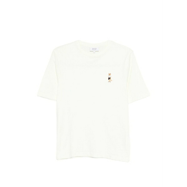 メゾン キツネ レディース Tシャツ トップス Embroidery t-shirt Neutrals｜asty