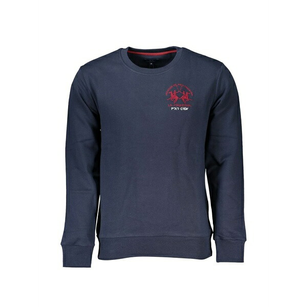 ラ マルティーナ メンズ パーカー・スウェットシャツ アウター Embroidered-logo cotton sweater Blue