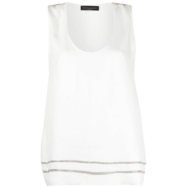 ファビアナ フィリッピ レディース カットソー トップス Chain-link trim vest top White