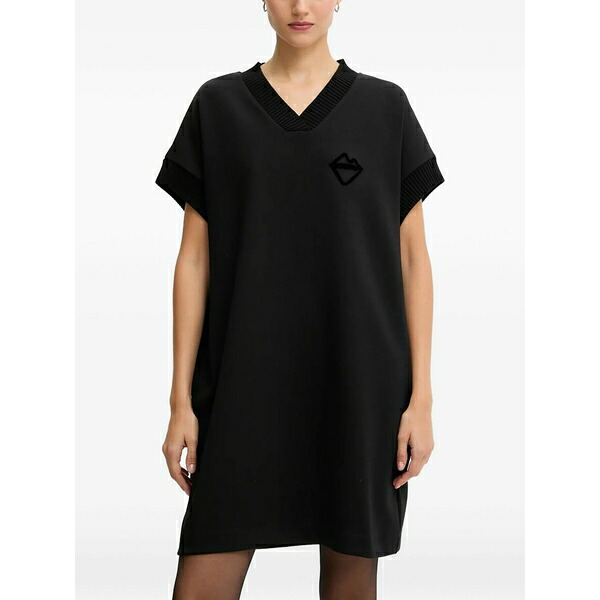 アイスバーグレタス レディース 衣裳 トップス V-neck logo mini dress Black
