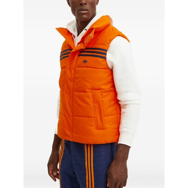 アディダス メンズ 厚地の外套 アウター 3-stripes padded gilet Orange