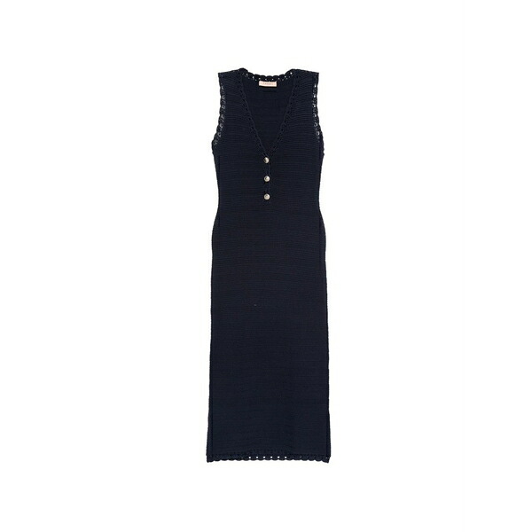 ツイン仕掛ける レディース 衣装 トップス Crochet-knit button-detail MIDI dress Blue