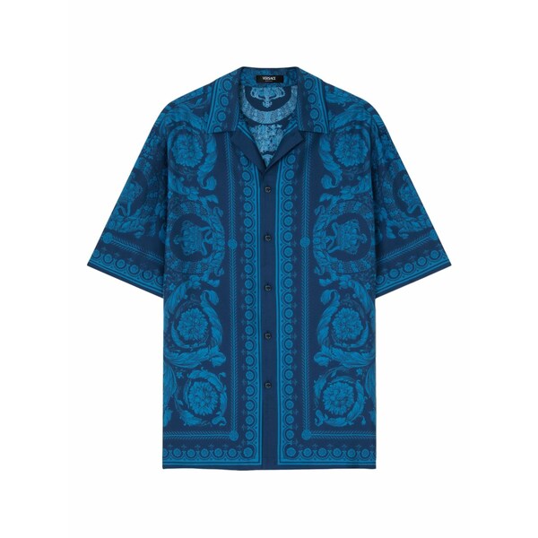 ヴェルサーチ メンズ プルオーバー トップス Barocco-print short-sleeve shirt Blue