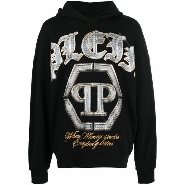 フィリップ飾り気のない メンズ パーカー・スウェットシャツ アウター Logo-print cotton hoodie Black