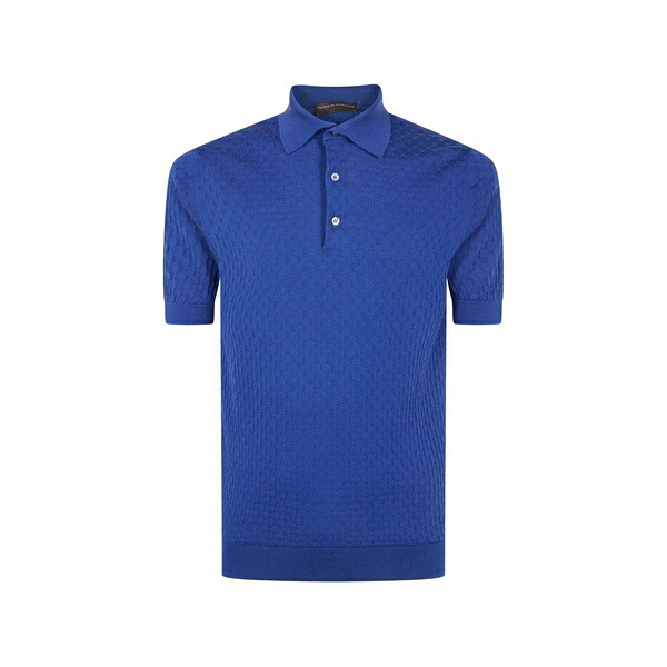 フィリッポ デ ラウレンティス メンズ スポーツシャツ トップス Textured polo shirt Blue