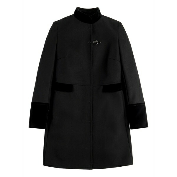 フェイ レディース 厚地の外套 アウター Velvet-trimmed tailored coat Black
