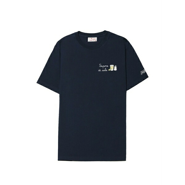 エムシーツーセイントバース メンズ プルオーバー トップス Portofino embroidered-logo t-shirt Blue