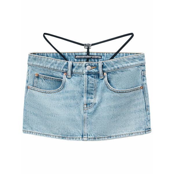 アレキサンダーワン レディース スコート ボトムス Strap-detail low-rise denim skirt Blue