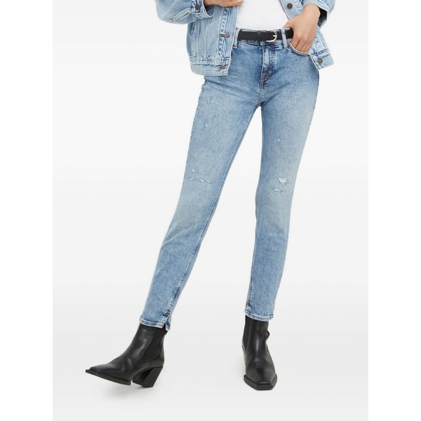 ドライコーン レディース デニムパンツ ボトムス Light-wash distressed skinny jeans Blue|asty