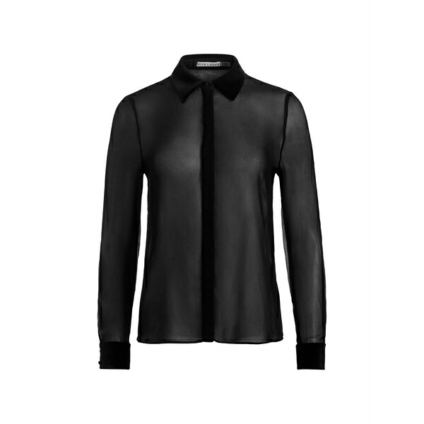 アリス アンド オリビア レディース プルオーバー トップス Willa collared long-sleeved shirt Black