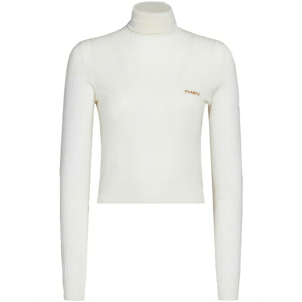マルニ レディース 編み物\u0026スウェーター アウター Logo-embroidered ribbed jumper White