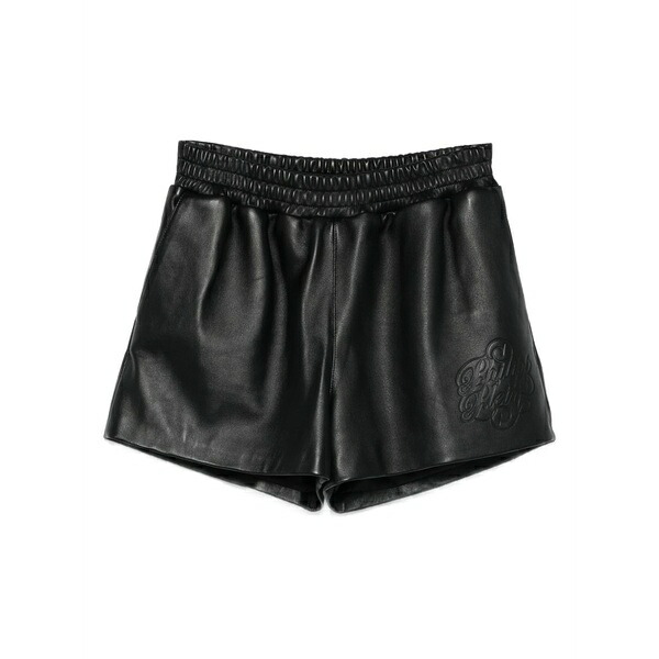 フィリップ飾り気のない レディース 心地よいズボン下 ボトムス Leather shorts Black