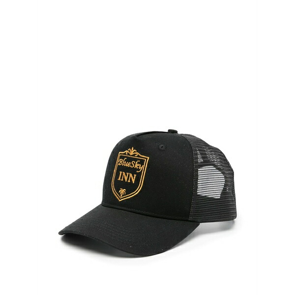 青碧 天の原 はたご屋 メンズ 鳥打ち帽 付属物 Logo-embroidered mesh-back cap Black