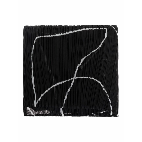 筋目 プリーズ イッセイ ミヤケ レディース 消音装置・袈裟・えり巻き 添え物 Pleated printed scarf Black