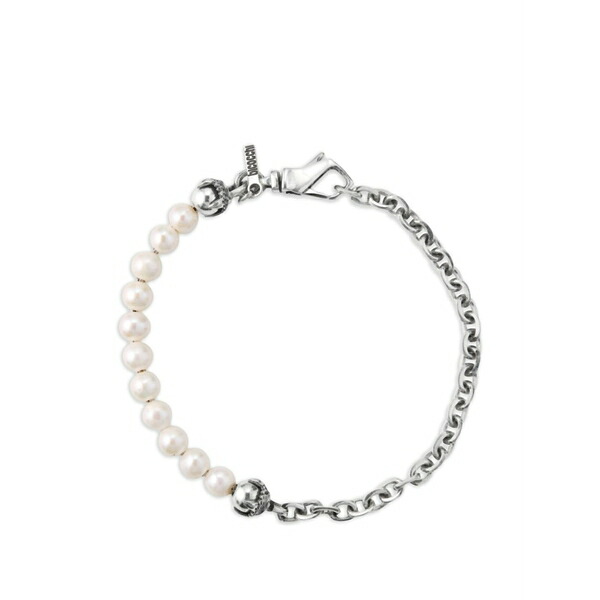 エマニュエレ ビコッキ メンズ ブレスレット・バングル・アンクレット 付属物 Pearl half-chain bracelet Silver