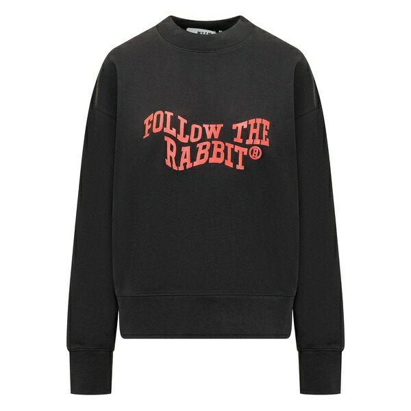 エムエスジイエム レディース ニット&セーター アウター Graphic-print sweatshirt Black|asty