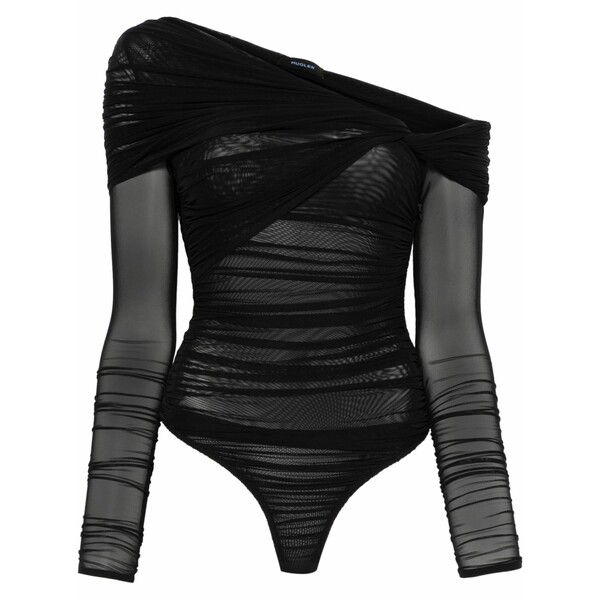 マグラー レディース ティーシャツ トップス Off-shoulder ruched bodysuit  Black